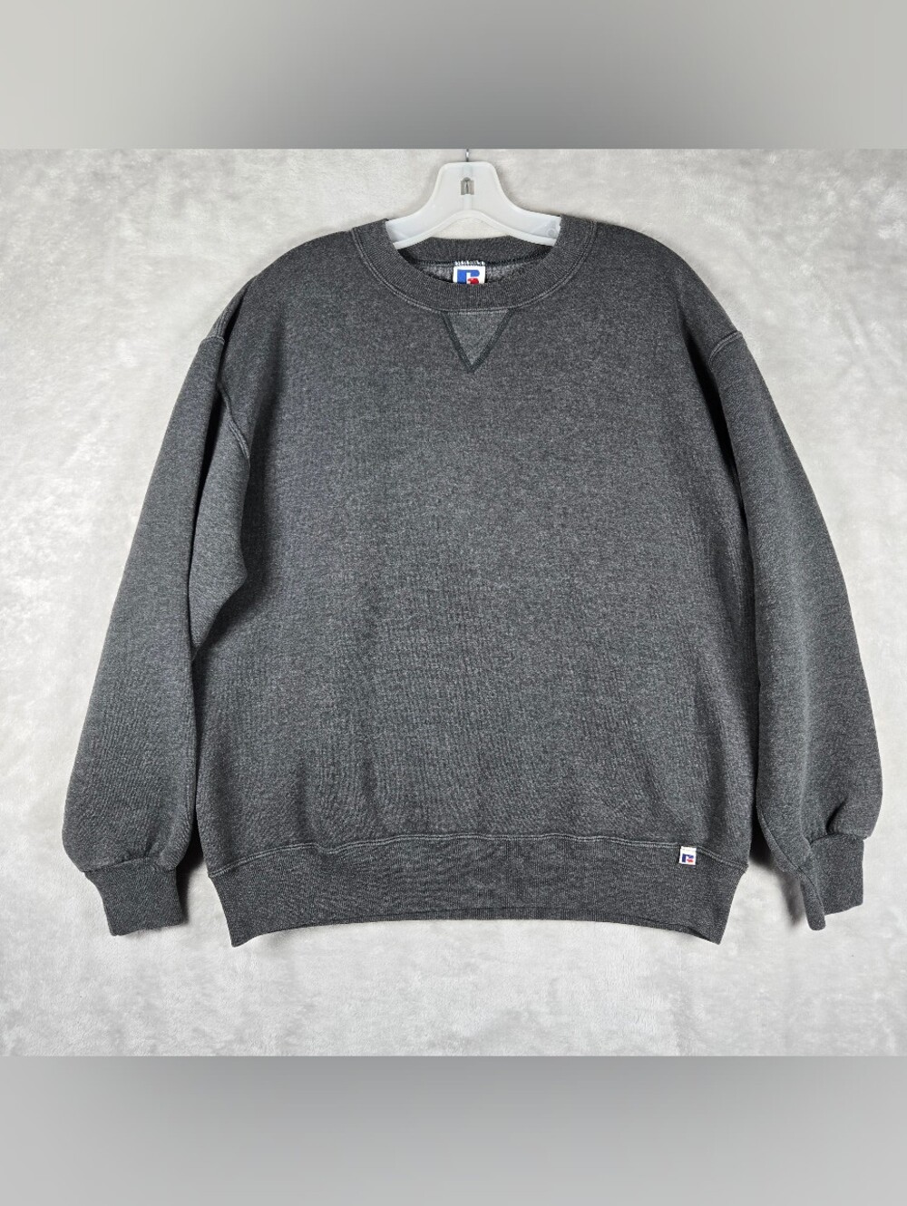 Russell Athletic Blank Crewneck Sweater Mens Size Large L Heather Gray Pullover